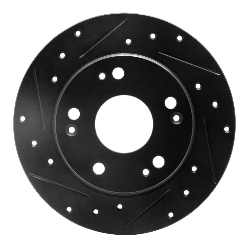Acura TSX Brake Rotor (1) - Rear Left - R1 Concepts - Drilled & Slotted - Black - `03-`08